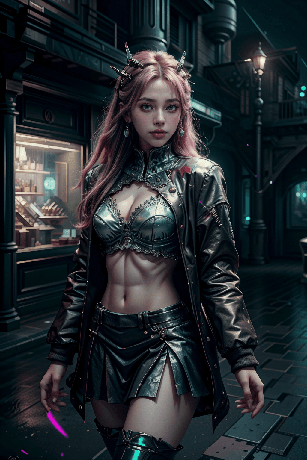 AI generated: single girl, detailed eyes, long hair, blue eyes, earrings, jewelry, solo, skirt, looking at viewer,...