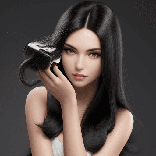 AI generated: A high-resolution photo of a model with black hair shooting for a hair shampoo product shoot.