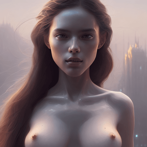 AI generated: image of a young woman by Greg Rutkowski, full body scene, nude, nsfw, long hair, elegant, attractiv...
