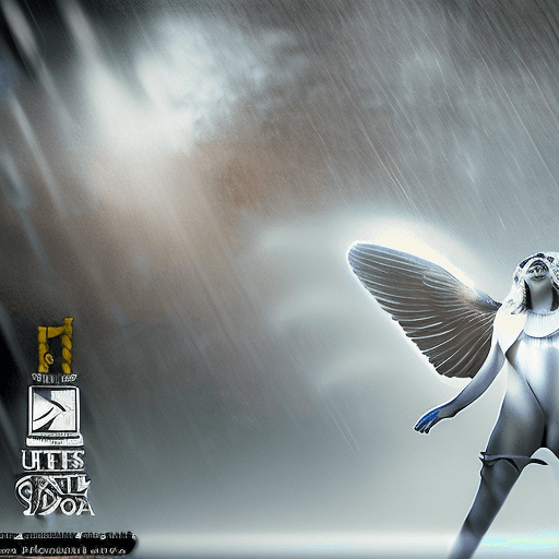 AI generated: an epic scene of angels and demons falling and fighting through thunderstorm skies, the battle for g...