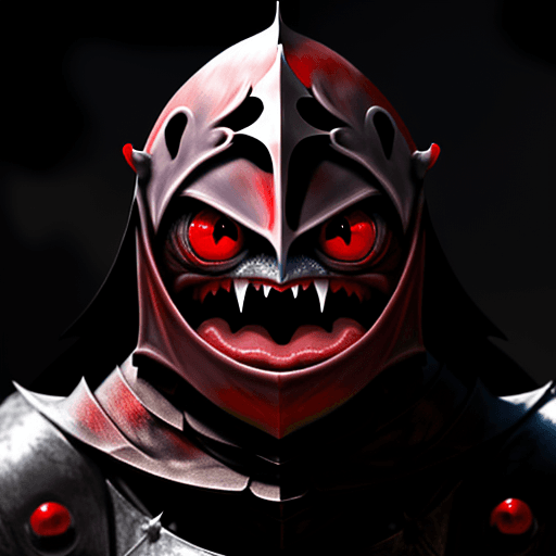 AI generated: a funny looking screaming knight,  red eyes, gorgeous, 8k , hd , colored, funny