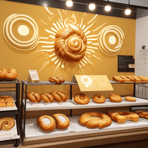 AI generated: Noon Bakery showcases a stylized sun overlapping a golden croissant, symbolizing morning and fresh b...