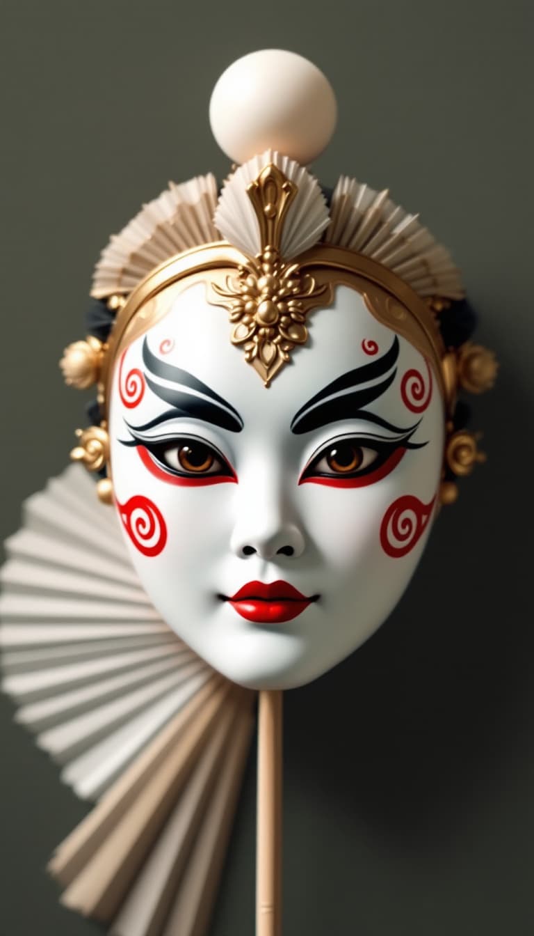 AI generated: A Sichuan Opera face-changing master, graceful and swift as the wind, holds a delicate folding fan. ...