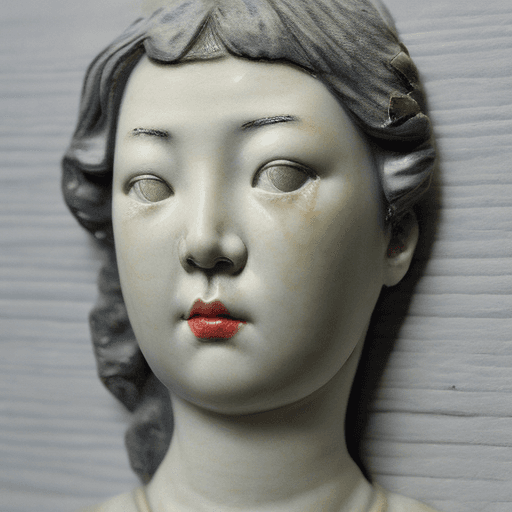 AI generated: Porcelain portrait, repaired using Kintsugi.