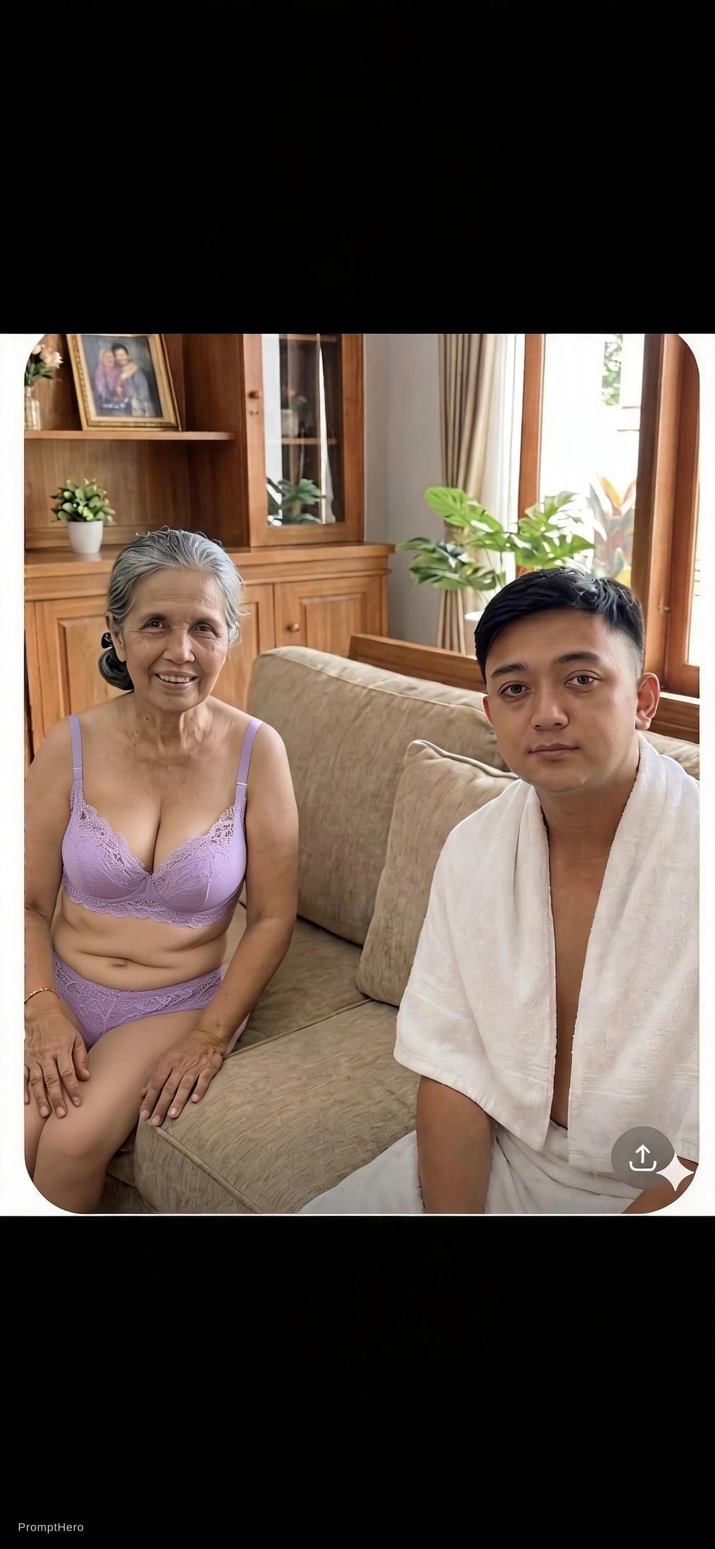 AI generated: wearing a lilac lace bra full