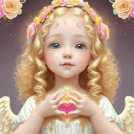 AI generated: Blessings of Angels､ beautiful cherub!!! ,blonde curly,(((Bright background))),dazzling beauty !!!! ...