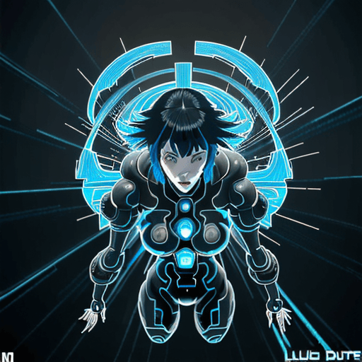 AI generated: Ghost in the Shell Vol.2 - Enemies, by Luis Duarte, Luis Duarte style, blue and black shading, Neo-T...