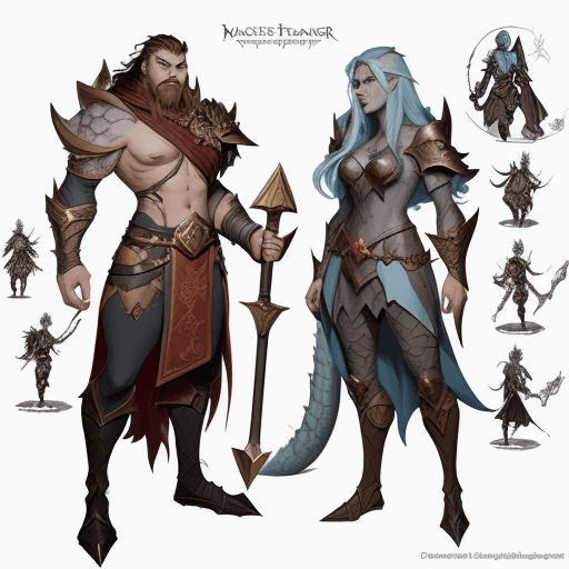 AI generated: a cartoon image of a man with a war hammer and a dragon, fantasy character design, rpg concept art c...