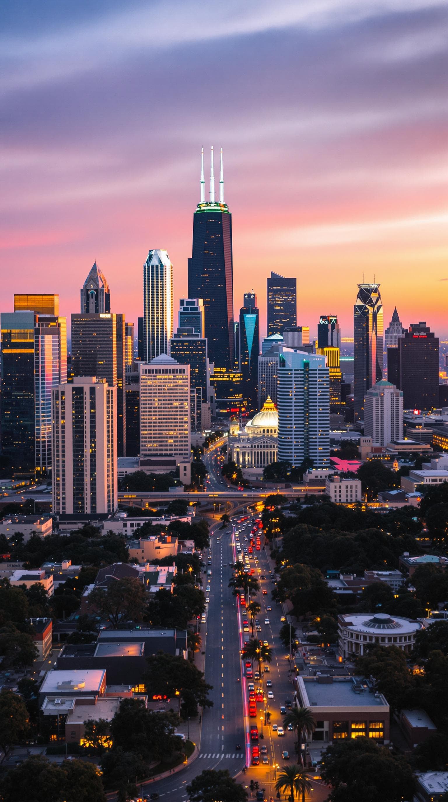 AI generated: the Chicago Skyline with the Los Angeles Skyline