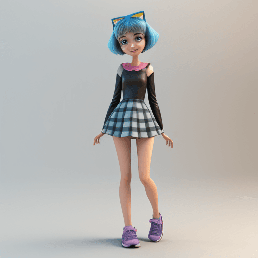 AI generated: 3d image, cute girl, full body, in the style of Pixar --ar 1:2 --stylize 750