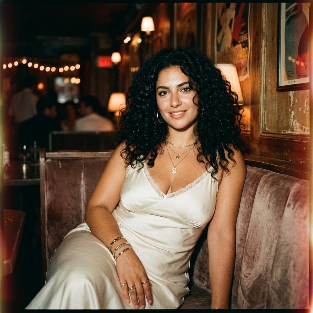 AI generated: beautiful naturally curvy woman, soft curves, fuller bust and hips, Mediterranean beauty, wild curly...
