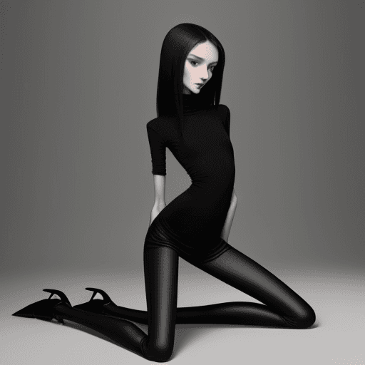 AI generated: very skinny slender girl, with skinny legs and long skinny calves, with skinny hips, in high heels a...