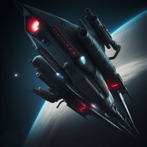 AI generated: Captain Harlock's spaceship, space pirate, in the style of Leiji Matsumoto, octane render, 4K