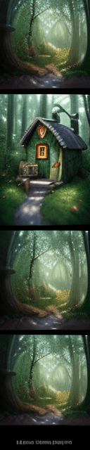 AI generated: digital painting, a tiny cute hobbit house in a forest, cinematic, animated, big depth of field, Mas...