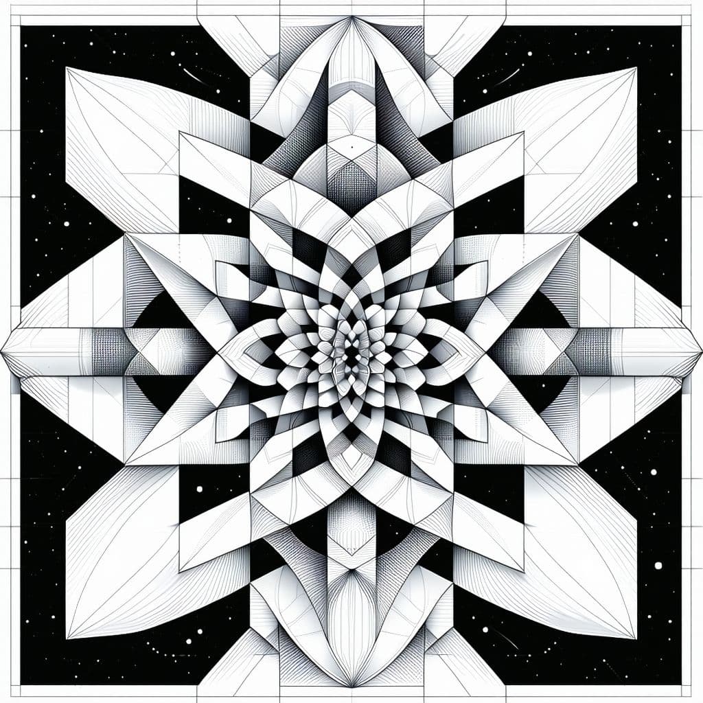 AI generated: **Geometric Harmony:** Intricate geometric shapes with bold outlines and balanced spacing, perfect f...