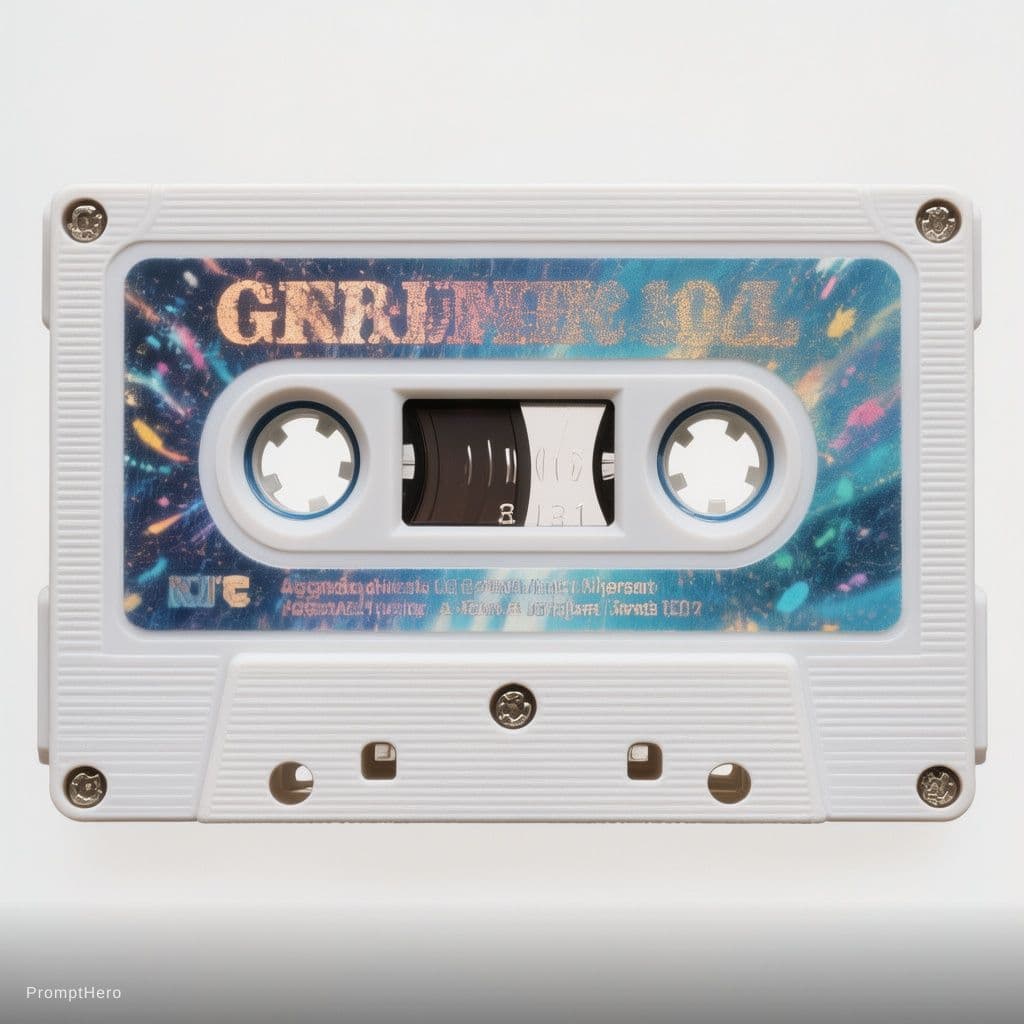 AI generated: create an audio casette in white background, upper view,
