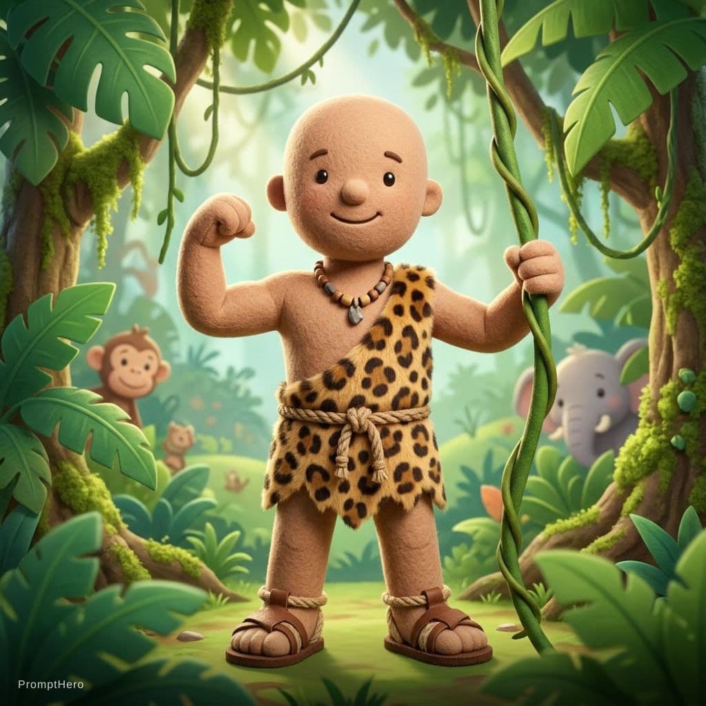AI generated: this is a penis dresssed as tarzan without hair