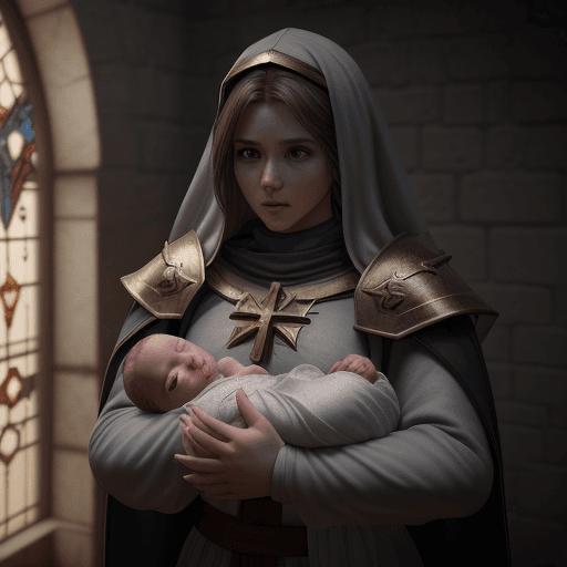 AI generated: Hyper realistic Bible character design, Baby was born in stable, Sant Mary, void arcanist, mist, pho...