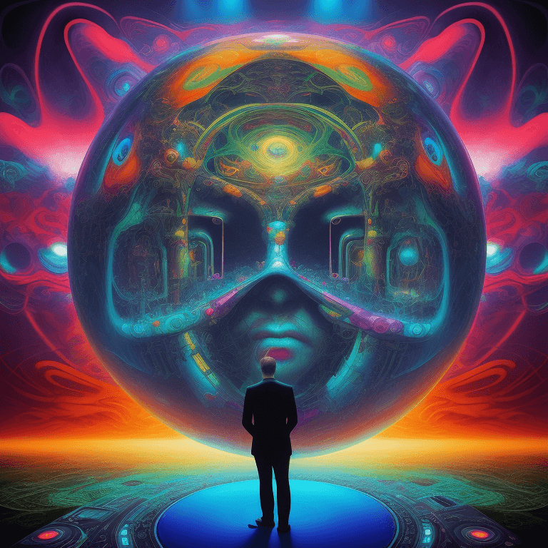 AI generated: music Album cover picture, surreal art, oil picture,  electronic music, Psy trance