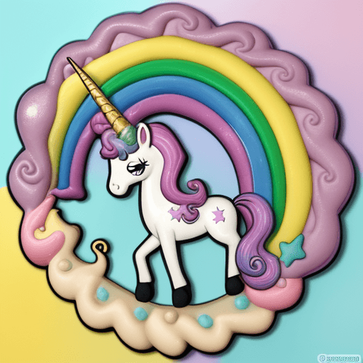 AI generated: Auxiliar de educación tierna, caricatura fonto de arcoiris, unicornio dulces