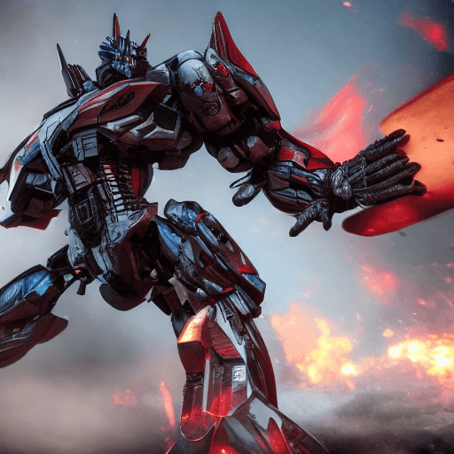 AI generated: gaming cut scene, centered image, actual and perfect scale of transformers megatron decepticon leade...