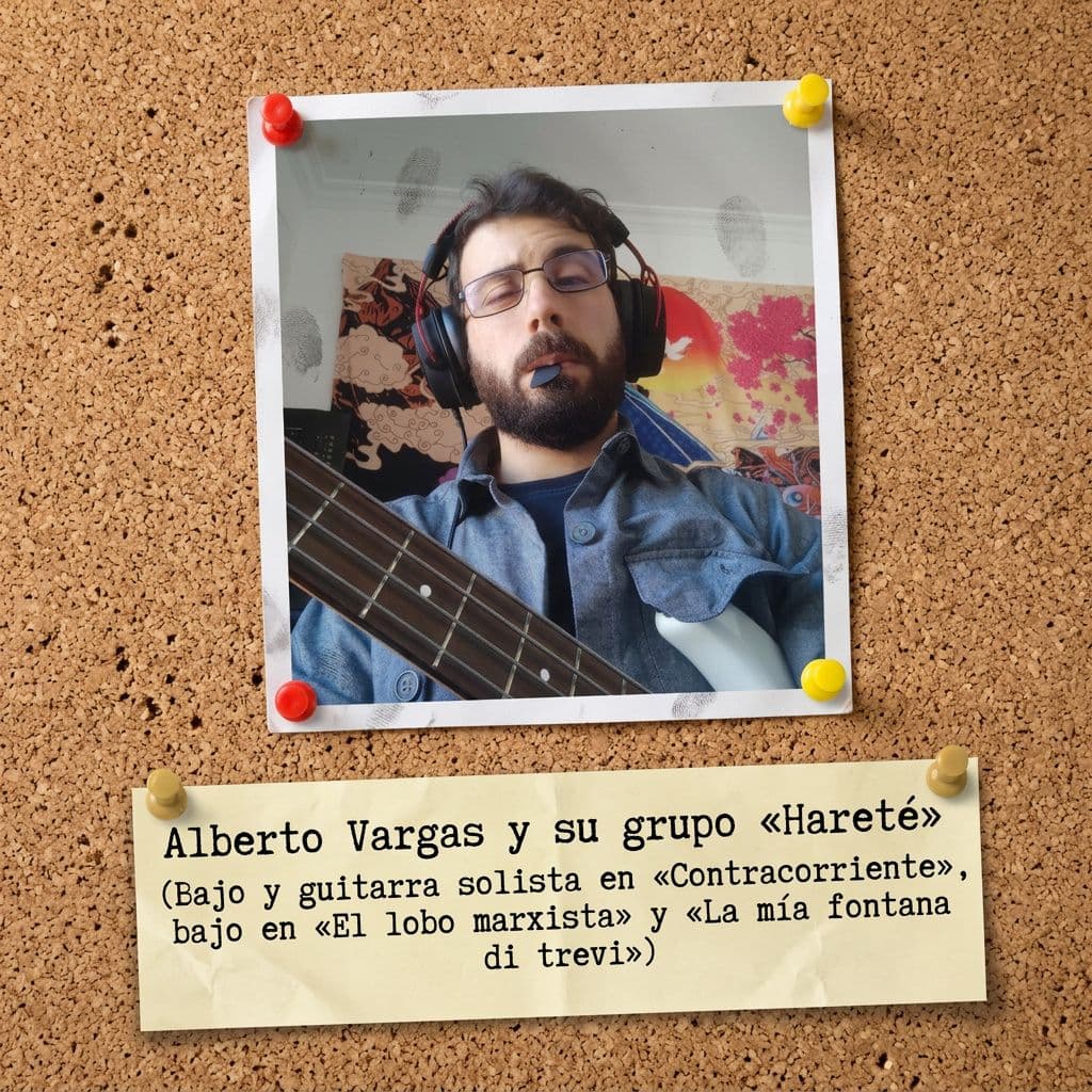 AI generated: Quiero que me pongas esta foto en un corcho con un papel justo debajo de ella lo siguiente "Alberto ...