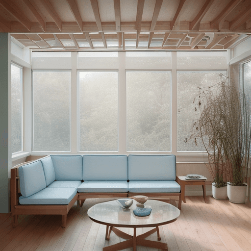 AI generated: High resolution  woman photography interior design, dreamy sunken living room conversation pit, wood...