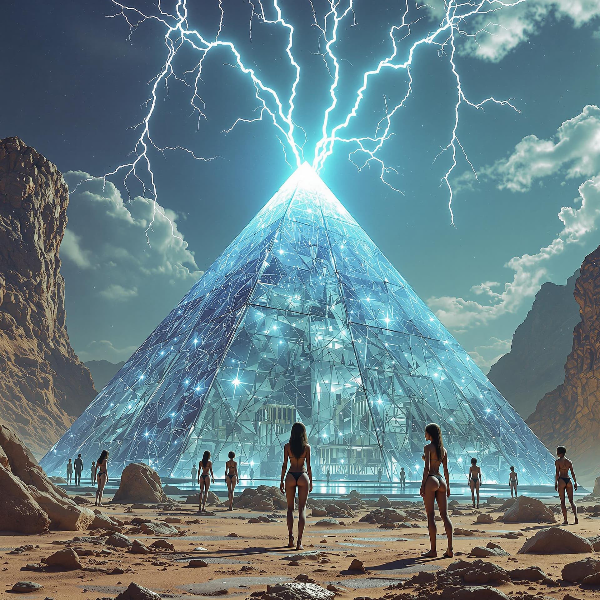 AI generated: After realizing it is a great place to build clear pyramids, which are surreal, trippy, and highly d...