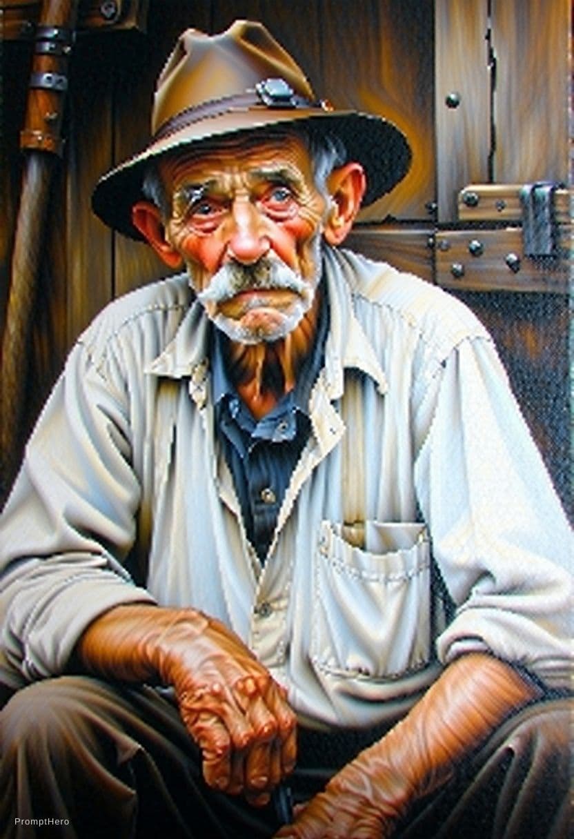 AI generated: a portrait of an old coal miner in 19th century, beautiful painting with highly detailed face by gre...