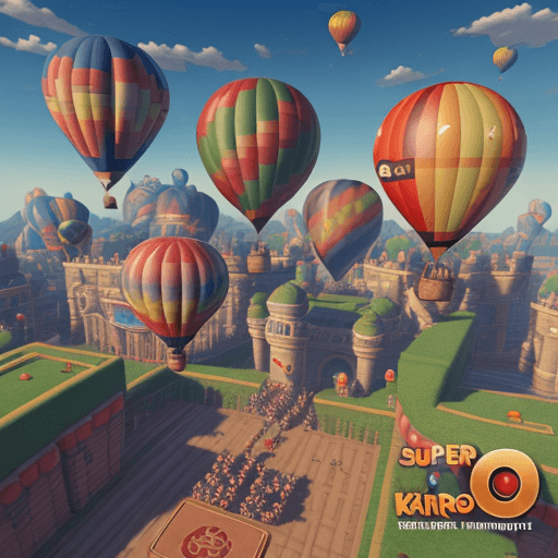 AI generated: Super-Mario running, air balloon Kingdom background, 32k, trending on poltcount 3D, game --v 5. 2 --...