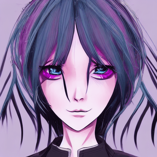 AI generated: a close up of a person with a pink hair and a purple jacket, demon anime girl, anime monster girl, d...