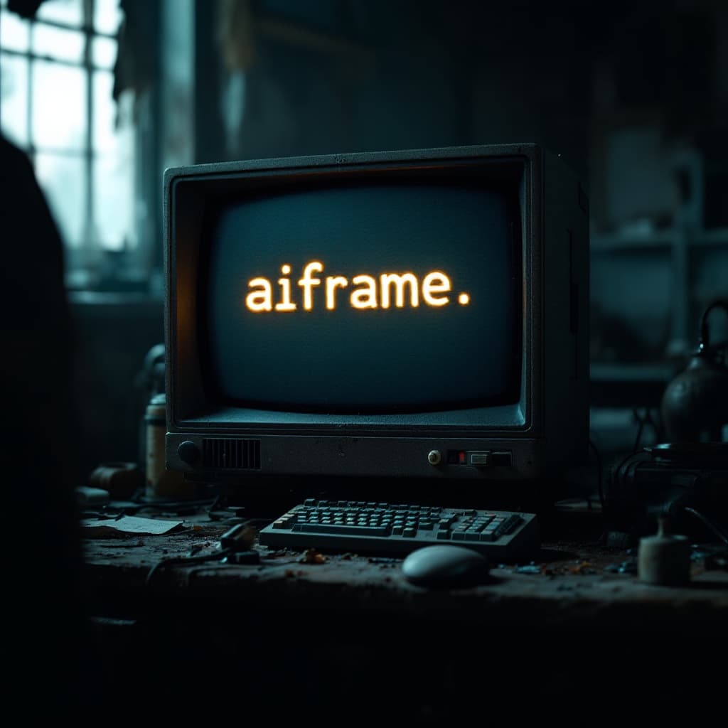 AI generated: detailed cinematic dof render of an old dusty detailed CRT monitor on a wooden desk in a dim room wi...