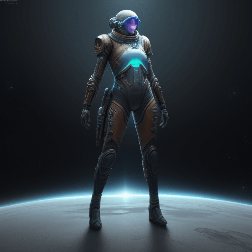 AI generated: high quality, realistic, si-fi, fantasy, space-headhunter, full body, 8k 