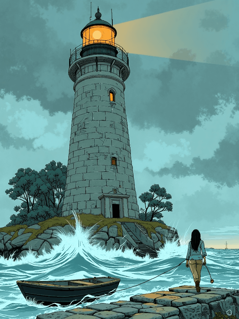 AI generated: 1: Lina Arrives at the Island

Lina stepped off the small boat, her gaze fixed on the towering lig...
