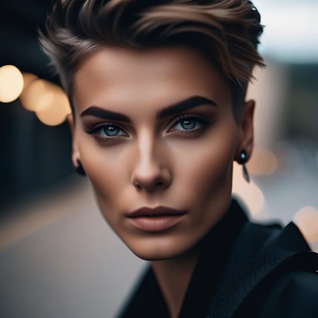 AI generated: beautiful androgynous face looking at camera
