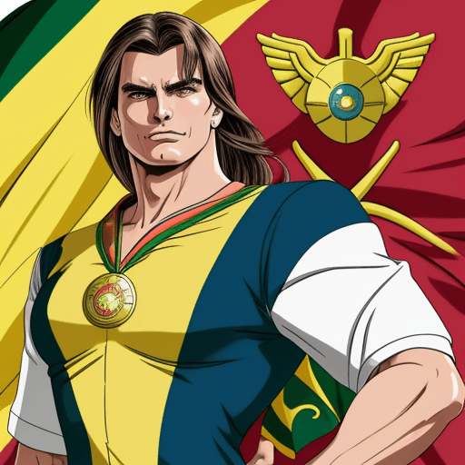 AI generated: Uma imagem do bolsonaro vestido de Sailor Moon, cores da bandeira brasileira, brasil, sfw, (rosto do...