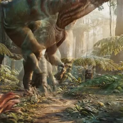 AI generated video: generate an video  based on these lyrics:
Fifty million years ago
You walked upon the planet so
Lord...