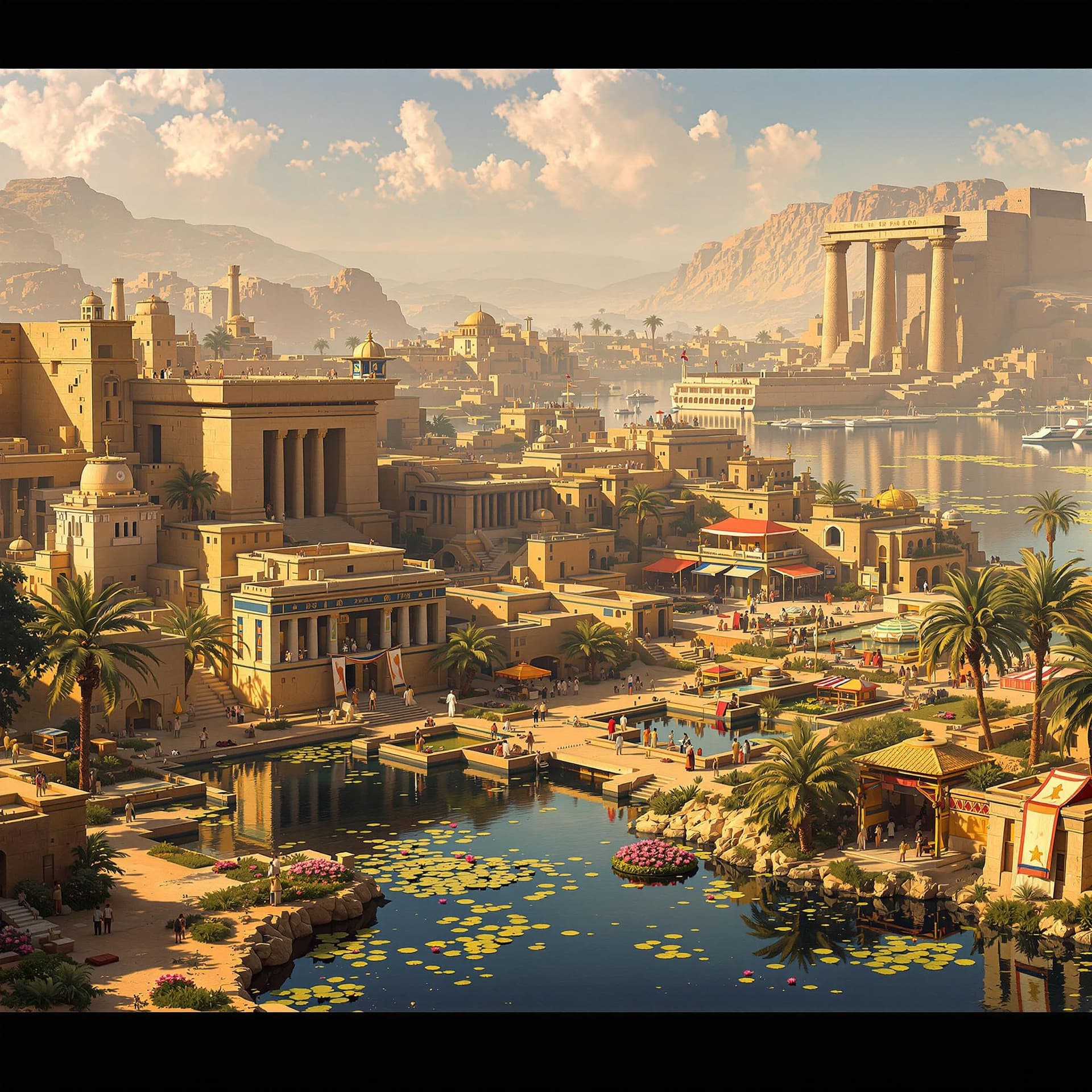 AI generated: The year is 300 BC
- The Great Palace complex with limestone walls and columns

- The Temple of Ptah...