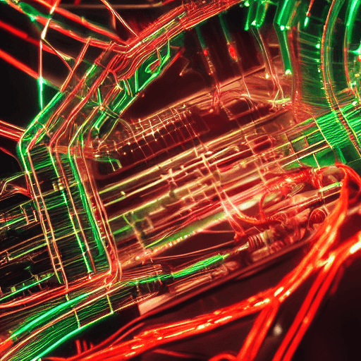 AI generated: Ultra-detailed cyborg connected with wires, tubes, cables, and other synthetic connections on the ma...