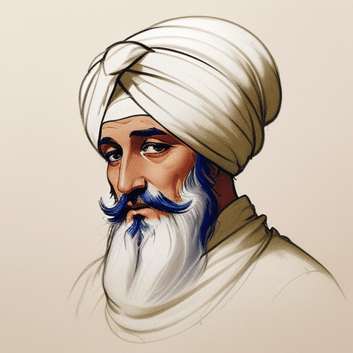 AI generated: drawing of an old turban wearing saint, in the style of video montages, nature-inspired art nouveau,...