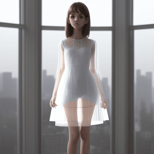 AI generated: girl, standing, transparent dress