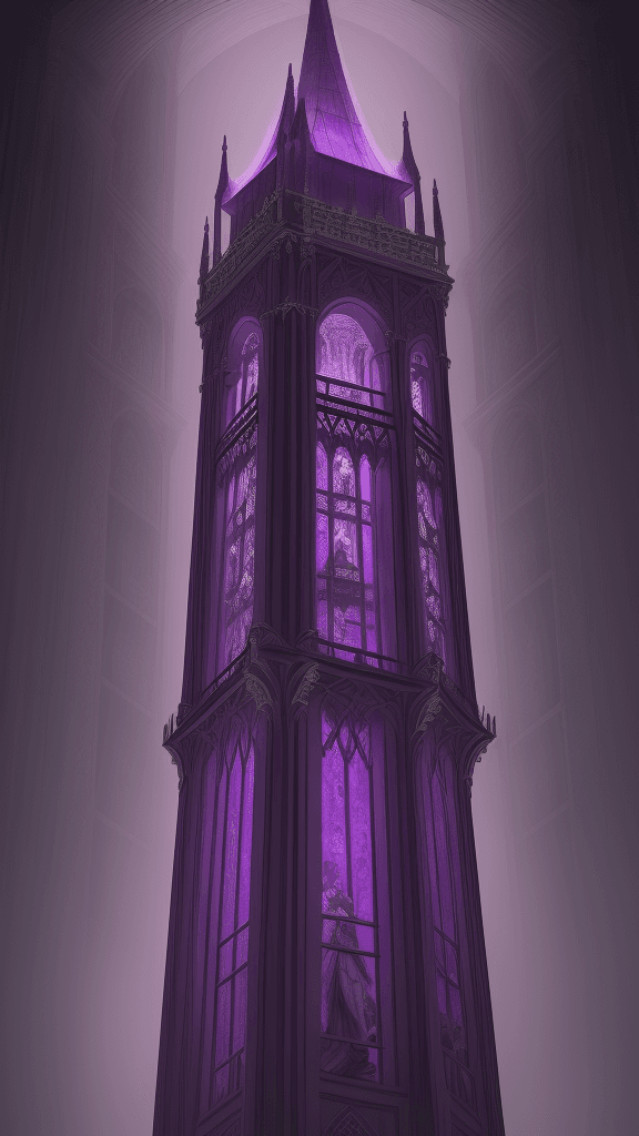 AI generated: Bring to life The Tower of Virtue in deep violet, giving it a regal and majestic appearance. Capture...