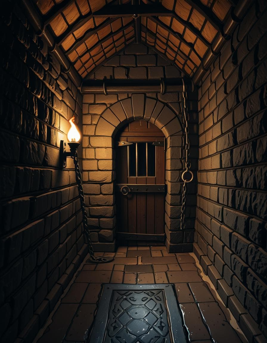 medieval castle prison cell illu