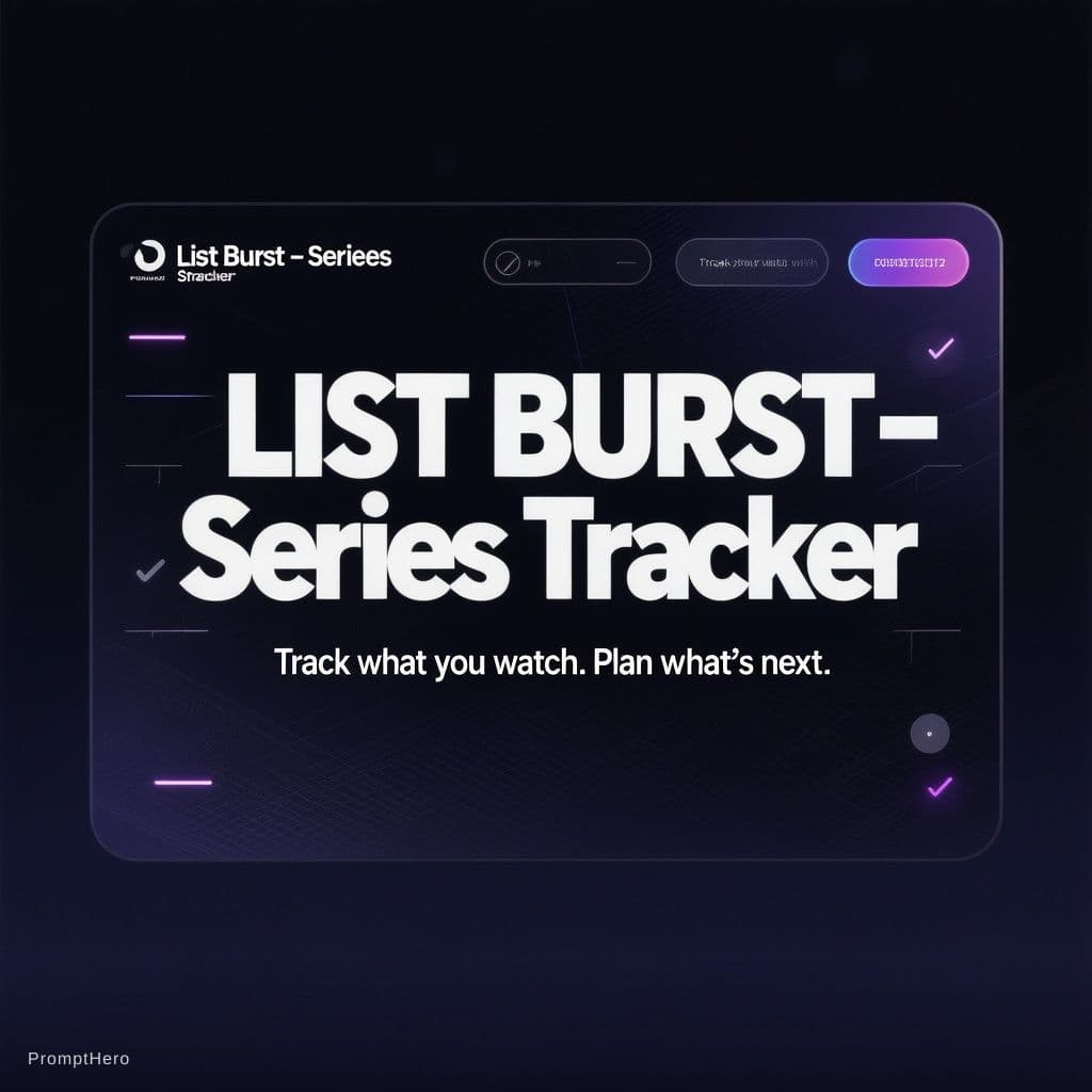 AI generated: Create a minimalistic 1200x630 Open Graph image for a website called "List Burst – Series Tracker".
...
