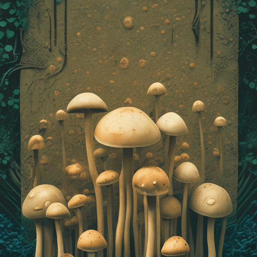 AI generated: a picture of a mushroom, completely left-right symmetrical, The composition, color, and cinematic ex...