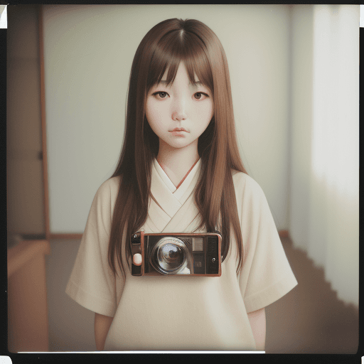 AI generated: Japanese girl, 18-21 years old, brown hair, high-quality photo portrait, shot on a Polaroid camera, ...