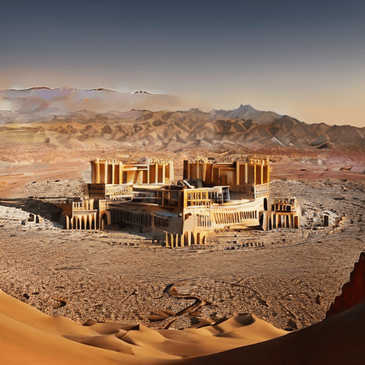 AI generated: Generate an evocative image capturing desert surrounding Mecca, filled with an immense crowd gathere...