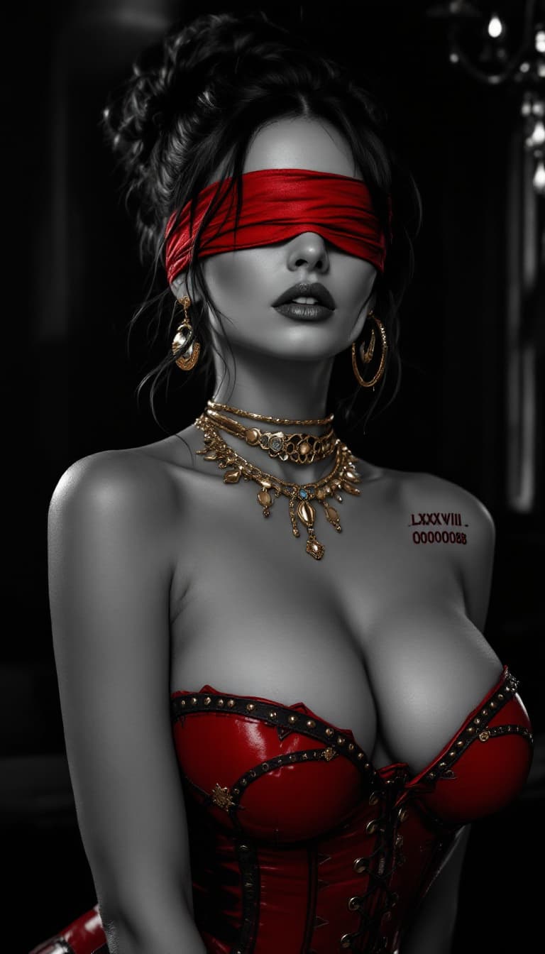 AI generated: The image is a hyperrealistic very sensual erotic black and white full body illustration of a stunni...