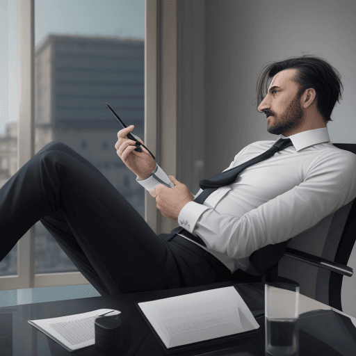 AI generated: generami un iimmagine ultra realistica di un business man che ha problemi di soldi e che sta fallend...