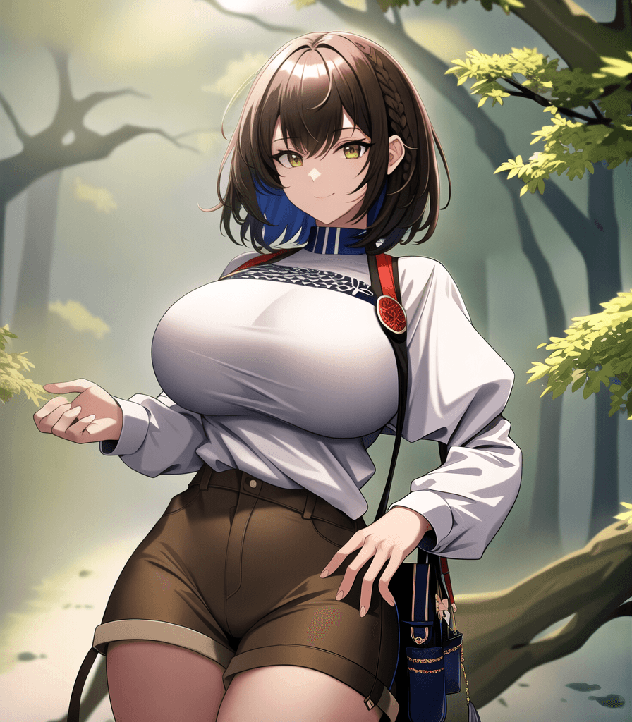 AI generated: (perfect anime illustration), 1girl, medium hair, (huge breasts:1.2), (closeup image, alone, human),...
